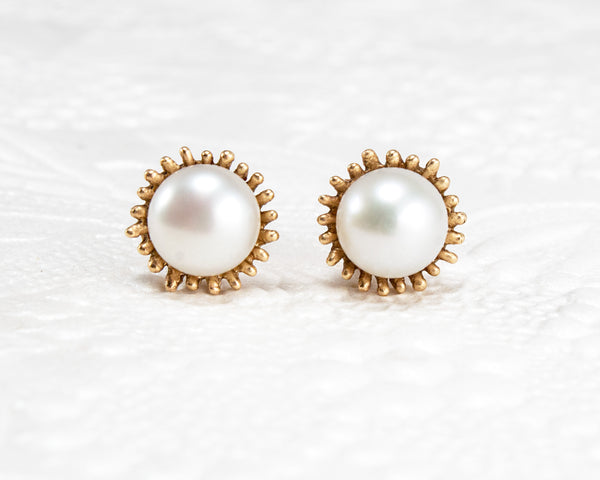 Handmade 14k gold pearl earrings