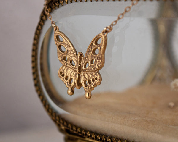Gold vermeil butterfly necklace, handmade jewelry