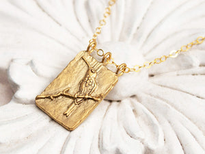 Handmade solid gold hummingbird necklace