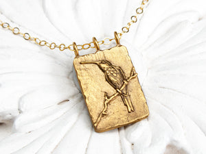 Handmade gold vermeil hummingbird necklace