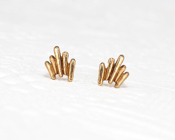 Unique, gold stud earrings