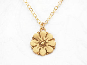 Handmade, gold flower necklace
