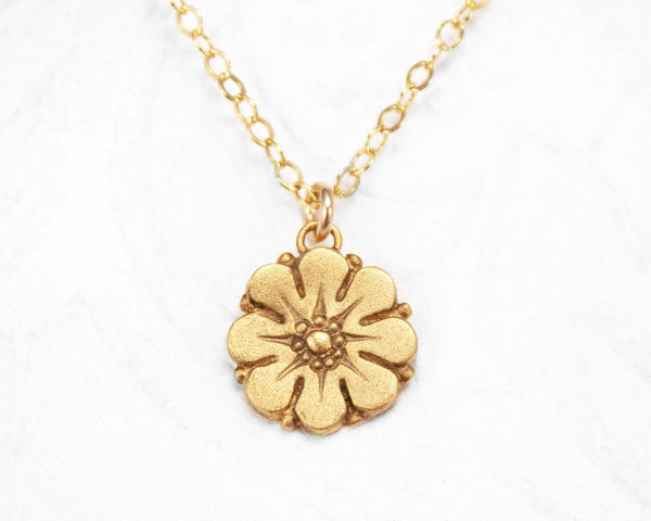 Handmade, gold flower necklace