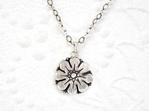Handmade silver flower necklace