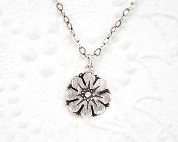 Handmade silver flower necklace