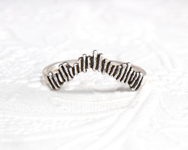 Unique, curved sterling silver stacking ring