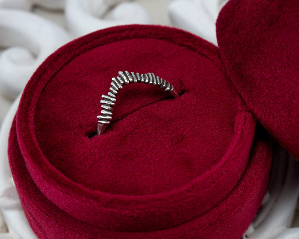 Unique, curved sterling silver stacking ring