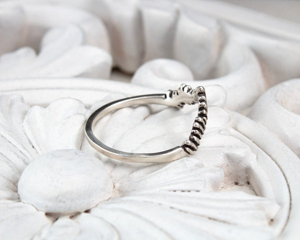 Unique, curved sterling silver stacking ring