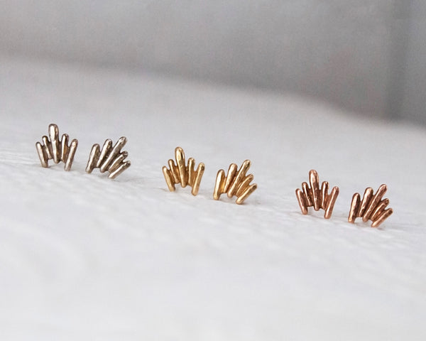 stud earrings, in 14k yellow, white and rose gold