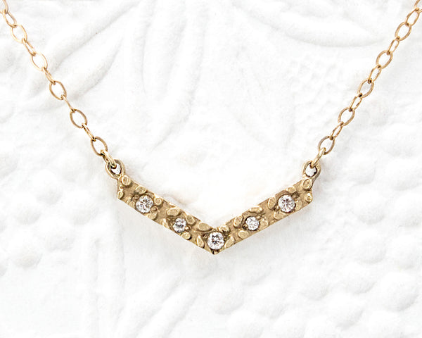 Solid gold V chevron necklace