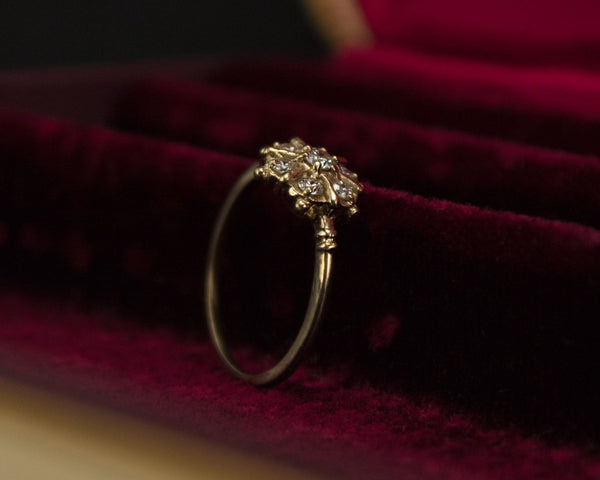 snowflake engagement ring, side view