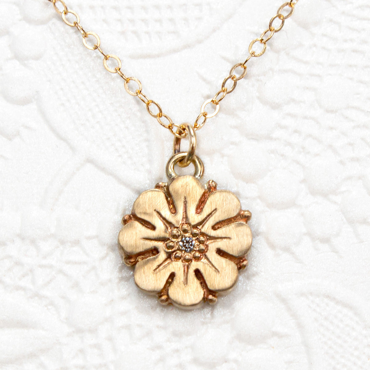 Daisy Pendant: Handmade Solid Gold Flower Necklace