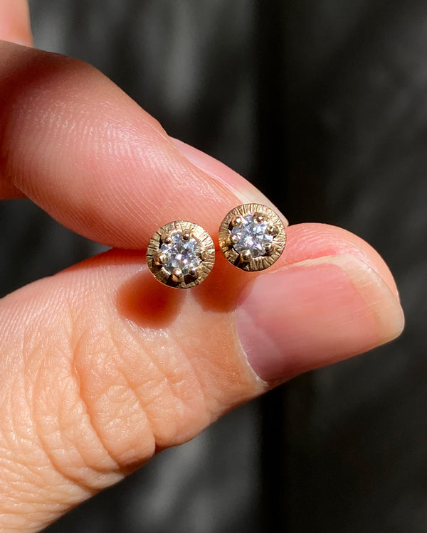 Unique diamond stud earrings with vintage style