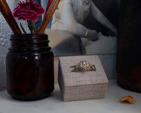 Vintage inspired diamond cluster ring