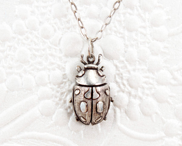 Ladybug necklace handmade in sterling silver