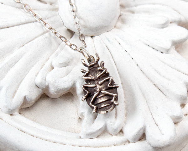 Ladybug necklace handmade in sterling silver