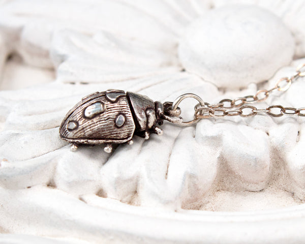 Ladybug necklace handmade in sterling silver