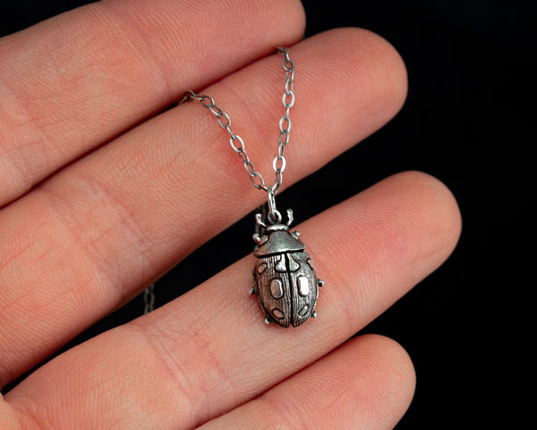Ladybug necklace handmade in sterling silver