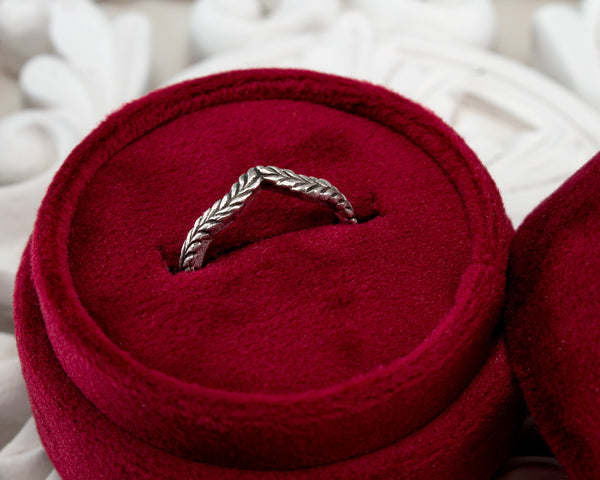 Unique, curved vine stacking ring in sterling silver