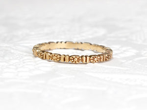 solid 14k gold, floral wedding band