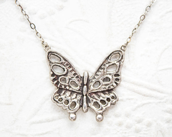 Handmade sterling silver butterfly necklace