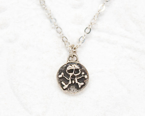 Small skull necklace, sterling silver
