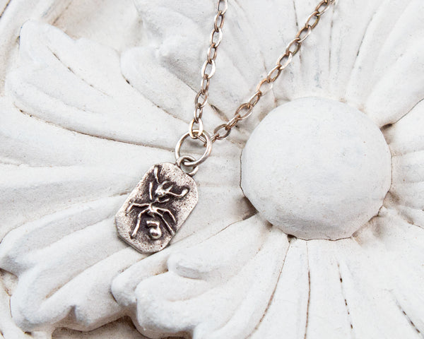 Sterling silver ant pendant necklace