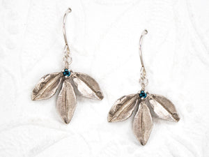 Sterling silver leaf earrings, dangle