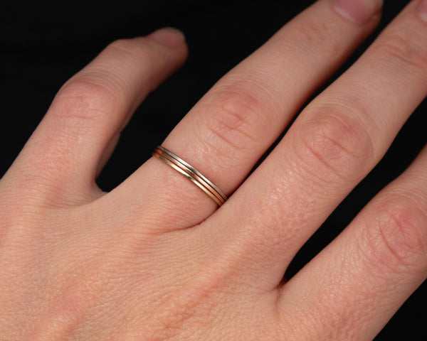 Thin gold rings stacked