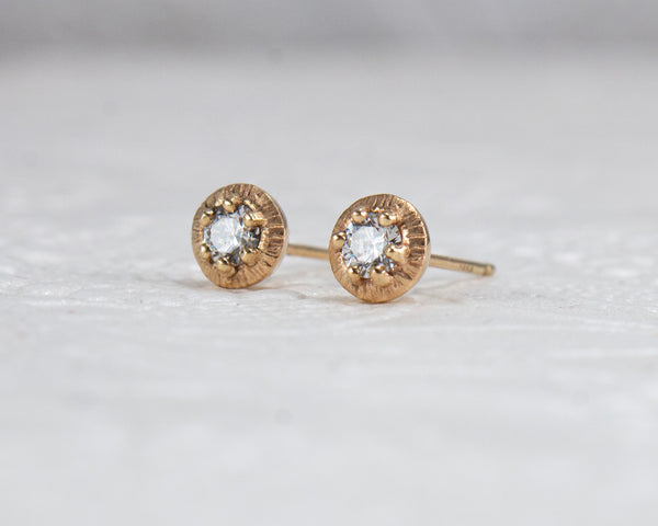 Unique diamond stud earrings with vintage style