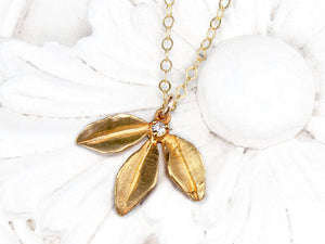 Gold vermeil leaf necklace