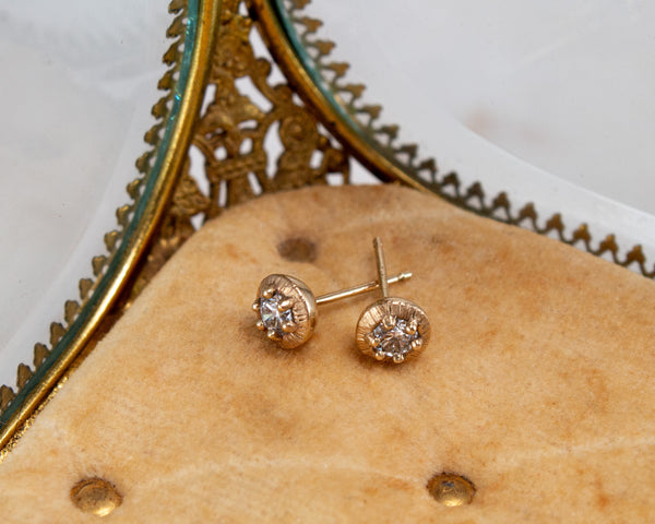 Unique diamond stud earrings with vintage style