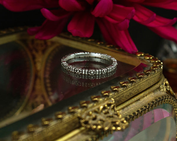 Sterling silver flower eternity band