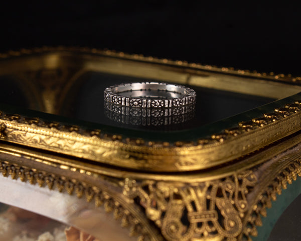 Sterling silver flower eternity band