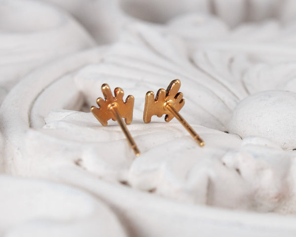 Unique, gold vermeil stud earrings, back view