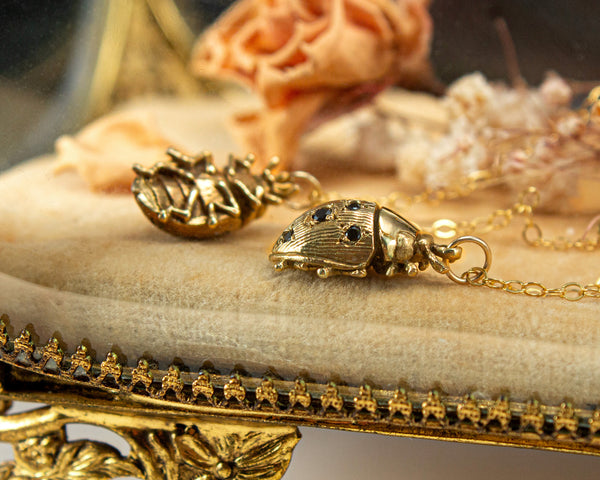 ladybug pendant necklace in 14k gold and diamonds