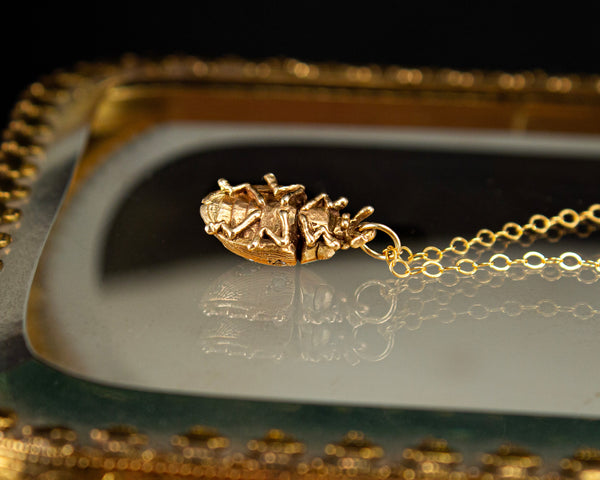 ladybug pendant necklace in 14k gold and diamonds