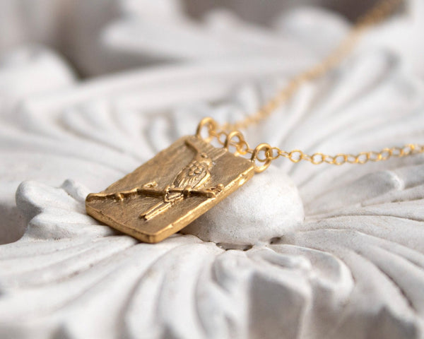 Handmade gold vermeil hummingbird necklace