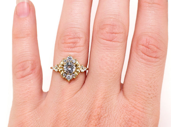 low profile, vintage style engagement ring