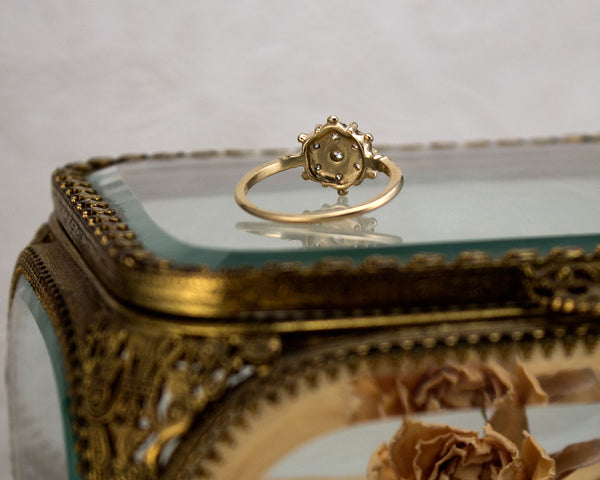 Diamond cluster ring, back view