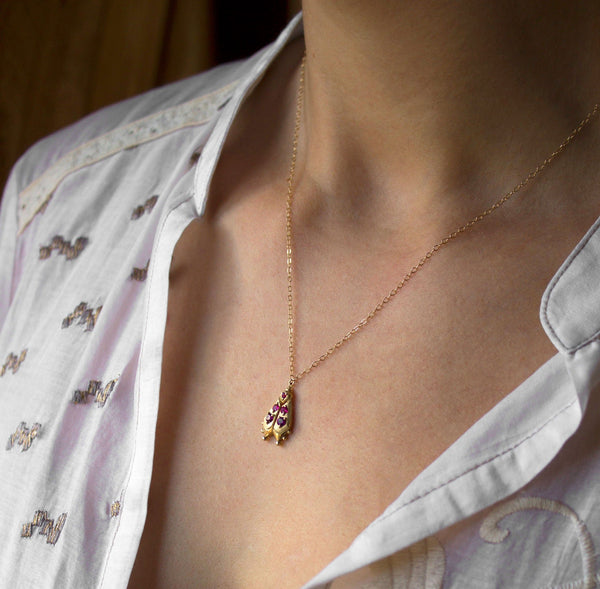 solid gold firefly jewelry, handmade beetle necklace, modeled