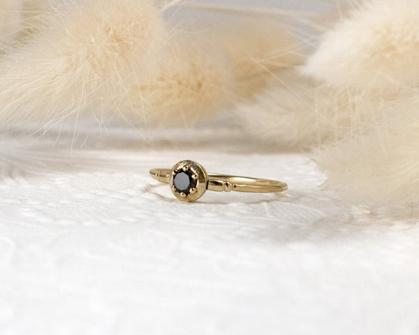 Antique style black diamond ring, handmade ring