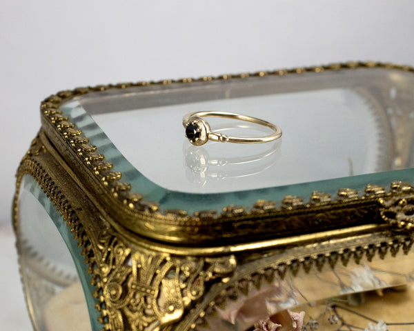 Antique style black diamond ring, handmade ring