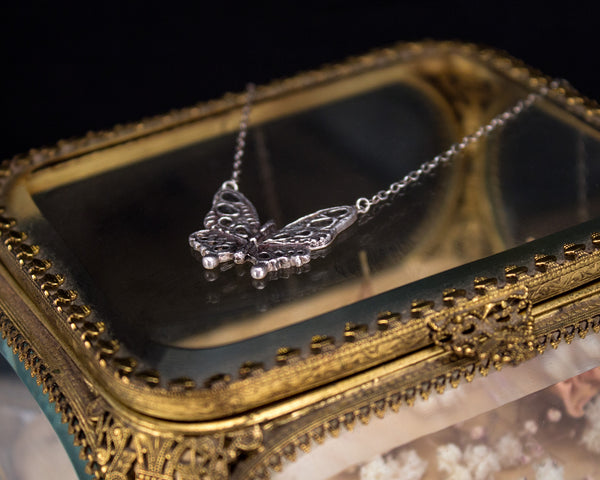 Handmade sterling silver butterfly necklace