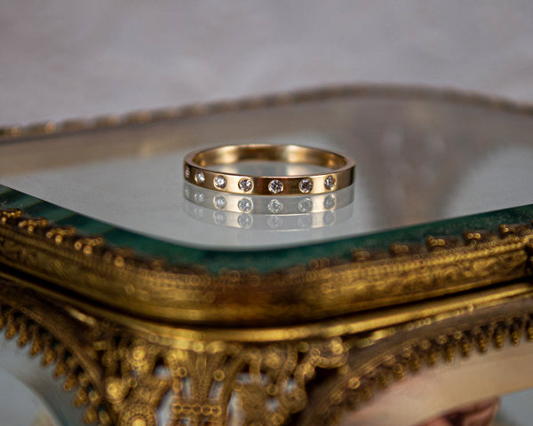 flush set diamond wedding band
