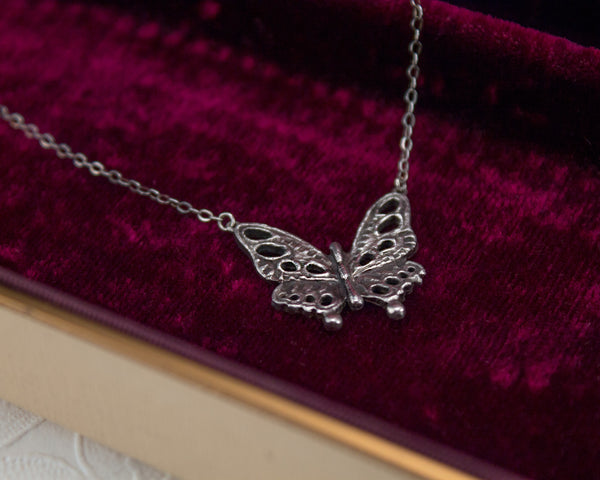 Handmade sterling silver butterfly necklace
