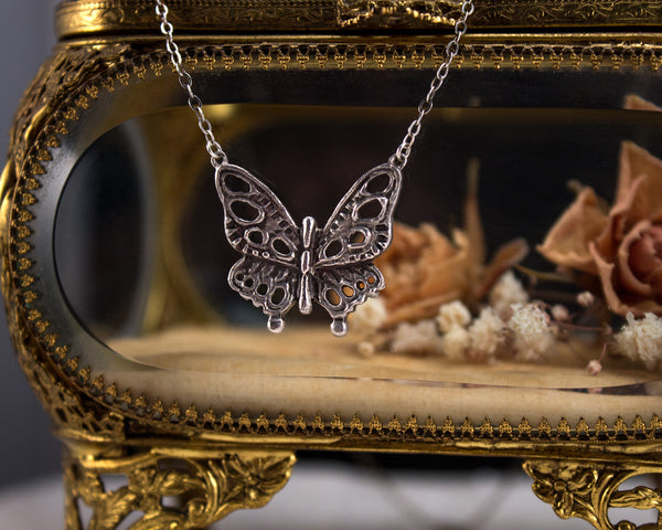 Handmade sterling silver butterfly necklace