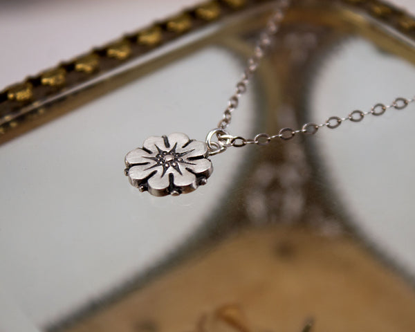 Handmade silver flower necklace
