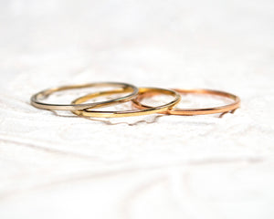 Thin, gold stacking rings