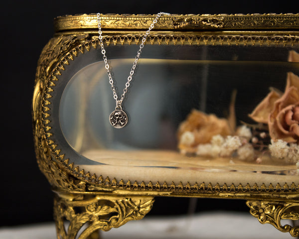 Small skull necklace, sterling silver